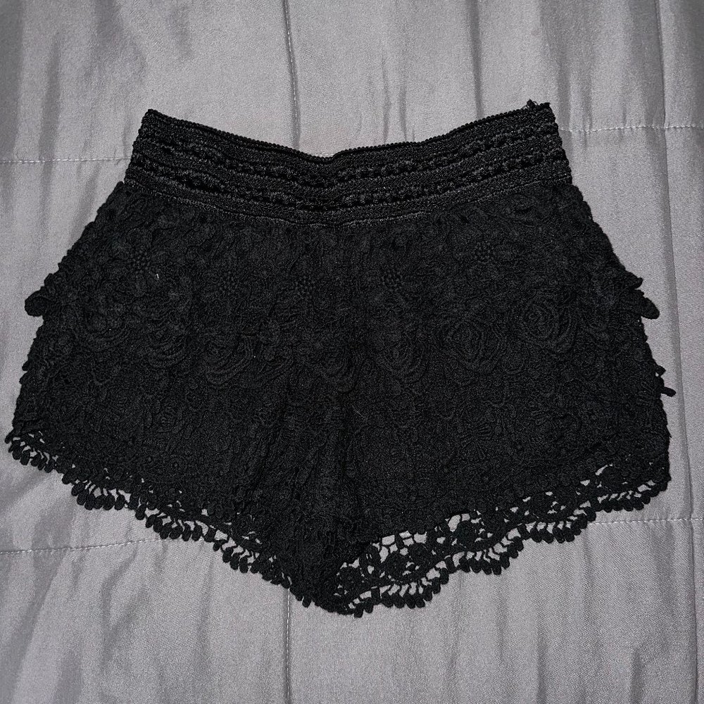 No Boundaries Black Crochet Shorts